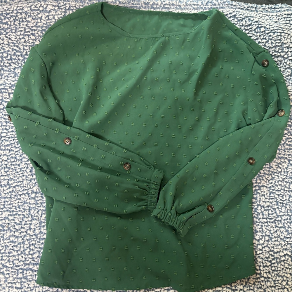 NWOT SHEIN Green Button-Detail Blouse